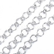 Alloy Bamboo Stick Link Chains, with Spool, Cadmium Free & Nickel Free & Lead Free, Unwelded, Platinum, 17x17.5x2.5mm, about 32.81 Feet(10m)/Roll(LCHA-N01-04)
