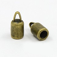 Tibetan Style Alloy Cord Ends, Lead Free and Cadmium Free, Column, Antique Bronze, 14x6.5mm, Hole: 4mm, Inner Diameter: 4~5mm(TIBEP-LF9369YKG-AB-LF)