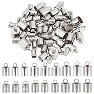 ARRICRAFT 60Pcs 6 Style 304 & 201 Stainless Steel Cord Ends, Column, Stainless Steel Color, 8.7~13x5~9mm, Hole: 1.5~3.5mm, Inner Diameter: 4~8mm, 10Pcs/style(STAS-AR0001-47)