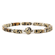 Natural Dalmatian Jasper  Stretch Bracelet, 7-1/8 inch(18cm)(DP3019-1)