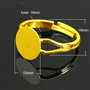 Brass Ring Components, Pad Ring Findings, Adjustable, Golden, 18mm inner diameter, Tray: 10mm(KK-C3044-10mm-G)