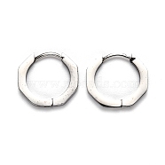 304 Stainless Steel Octagon Huggie Hoop Earrings, Stainless Steel Color, 16x17.5x2mm, Pin: 1mm(STAS-J033-04B-P)