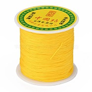 Braided Nylon Thread, Chinese Knotting Cord Beading Cord for Beading Jewelry Making, Gold, 0.5mm, about 150yards/roll(NWIR-R006-0.5mm-543)