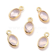 Eco-Friendly Brass with Glass Pendants,  Long-Lasting Plated, Lead Free & Cadmium Free & Nickel Free, Oval, Real 18K Gold Plated, Thistle, 9x4.5x2mm, Hole: 1.2mm(KK-K268-01T)