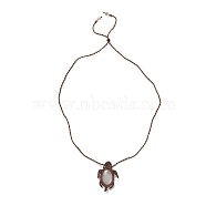 Natural Quartz Crystal Tortoise Pendant Necklace, Adjustable Braided Wax String Choker Necklace, 29.53 inch(75cm)(NJEW-K258-02H)
