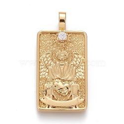 Brass Micro Pave Clear Cubic Zirconia Pendants, Real 18K Gold Plated, Tarot Card Charms, The Lovers, The Lovers VI, 30x15x4mm, Hole: 3~4mm(X-ZIRC-Z004-01S)