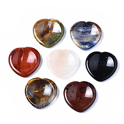 Natural  Mixed Stone Thumb Worry Stone, Pocket Palm Stones, for Healing Reiki Stress Relief, Heart Shape, 39~40x39~40x5~6mm(G-N0325-01)