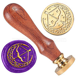 Golden Plated Brass Sealing Wax Stamp Head, with Wood Handle, for Envelopes Invitations, Gift Cards, Arrow, 83x22mm, Head: 7.5mm, Stamps: 25x14.5mm(AJEW-WH0208-953)