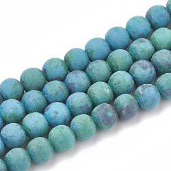 Synthetic Chrysocolla Beads Strands, Frosted, Round, 8mm, Hole: 1mm, about 47pcs/strand, 15.5 inch(G-T106-194)