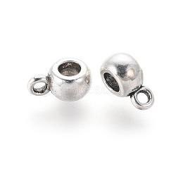 Tibetan Style Tube Bails, Loop Bails, Bail Beads, Cadmium Free & Lead Free, Antique Silver, 9x6x4mm, Hole: 1.5mm, Inner Diameter: 3mm(WAB017H-AS-RS)