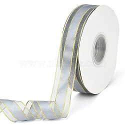 Solid Color Organza Ribbons, Golden Wired Edge Ribbon, for Party Decoration, Gift Packing, Gray, 1"(25mm), about 50yard/roll(45.72m/roll)(ORIB-E005-A02)