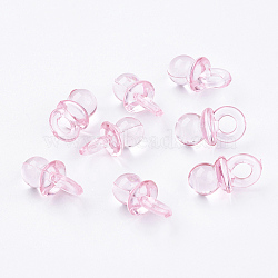 Pink Color Transparent Acrylic Baby Pacifier Pendants, 20x10x10mm, Hole: 5mm(X-TACR-R16-4)