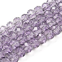 Transparent Baking Paint Glass Beads, Faceted, Rondelle, Medium Purple, 8x6mm, Hole: 1.4mm(X1-DGLA-A034-T8mm-D07)