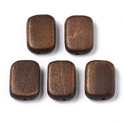 Painted Natural Wood Beads, Rectangle, Coconut Brown, 18x13x5.5mm, Hole: 1.5mm(WOOD-R265-07D)