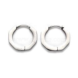 Tarnish Resistant 304 Stainless Steel Octagon Huggie Hoop Earrings, Stainless Steel Color, 16x17.5x2mm, Pin: 1mm(STAS-J033-04B-P)