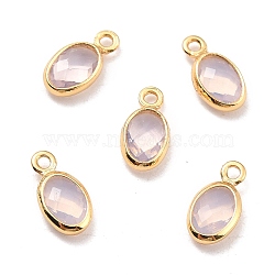 Eco-Friendly Brass with Glass Pendants,  Long-Lasting Plated, Lead Free & Cadmium Free & Nickel Free, Oval, Real 18K Gold Plated, Thistle, 9x4.5x2mm, Hole: 1.2mm(KK-K268-01T)