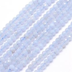 Natural Blue Lace Agate Beads Strands, Faceted, Round, 2mm, Hole: 0.5mm, about 150pcs/strand, 15.35 inch(39cm)(G-E411-12-2mm)