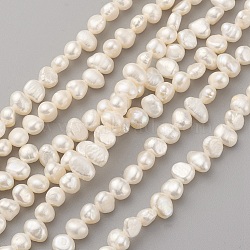 Natural Cultured Freshwater Pearl Beads Strands, Nugget, Old Lace, 6~8x4.5~5.5mm, Hole: 0.5mm, about 61~64pcs/strand, 13.7~13.9 inches(35~35.5cm)(PEAR-G007-04B)