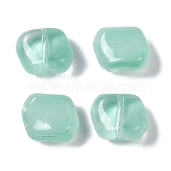 Transparent Glass Beads, Nuggets, Dark Turquoise, 8x9.5x5mm, Hole: 0.8mm(GLAA-S202-07D)