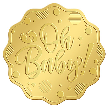 Self Adhesive Gold Foil Embossed Stickers, Medal Decoration Sticker, Word, 50x50mm