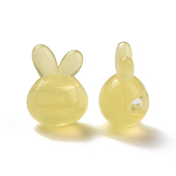 Imitation Jelly Style Acrylic Beads, Rabbit, Champagne Yellow, 20x15x12mm, Hole: 3mm, about 344pcs/500g