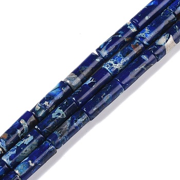 Dyed Synthetic Imperial Jasper Beads Strands, Column, Dark Blue, 17x6mm, Hole: 1.5mm, about 24pcs/strand, 16.14''(41cm)