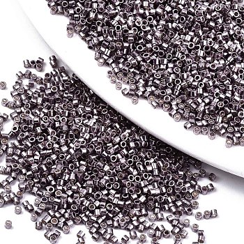 11/0 Grade A Glass Seed Beads, Cylinder, Uniform Seed Bead Size, Metallic Colours, Thistle, 1.5x1mm, Hole: 0.5mm, about 2000pcs/10g