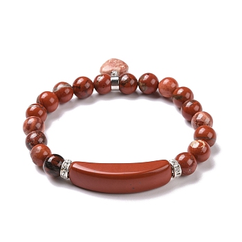 Natural Jasper Beads Charm Bracelets, Heart, 2-1/4 inch(56mm)