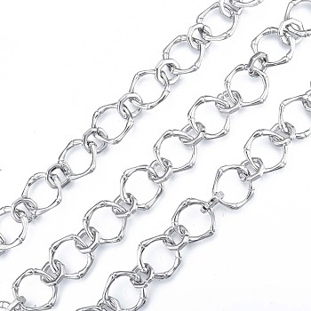Alloy Bamboo Stick Link Chains, with Spool, Cadmium Free & Nickel Free & Lead Free, Unwelded, Platinum, 17x17.5x2.5mm, about 32.81 Feet(10m)/Roll