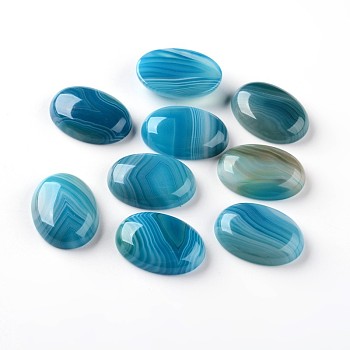 Oval Natural Striped Agate/Banded Agate Cabochons, 30x22x6.8mm