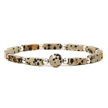 Natural Dalmatian Jasper  Stretch Bracelet, 7-1/8 inch(18cm)