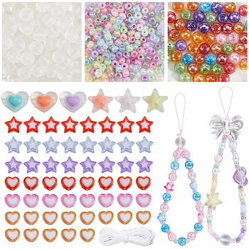 DIY Glass & Acrylic Beads Mobile Phone Strap Making Kits, Mixed Color, 4mm, Hole: 1mm