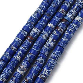 Synthetic Imperial Jasper Beads Strands, Dyed, Flat Round/Disc, Heishi Beads, Dark Blue, 8x4mm, Hole: 1.2mm, about 86pcs/strand, 15.16 inch(38.5cm)