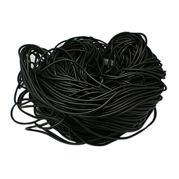 Solid Synthetic Rubber Beading Cord, Black, Round, No Hole, Black, 3.0mm, about 87.48 yards(80m)/1000g
