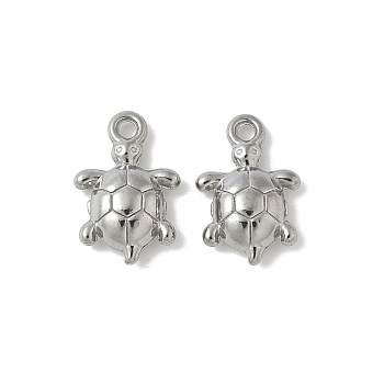304 Stainless Steel Charms, Anti-Tarnish, Stainless Steel Color, Turtle, 12.5x8.5x3mm, Hole: 1.2mm