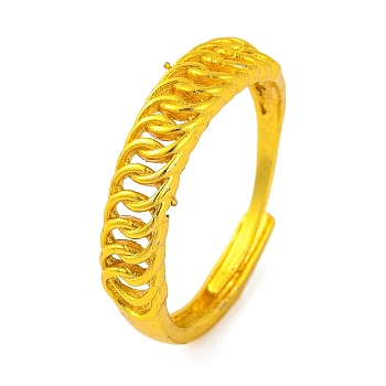 Brass Curb Chain Adjustable Rings for Women, Lead Free & Cadmium Free, Golden, 5mm, Inner Diameter: 18mm