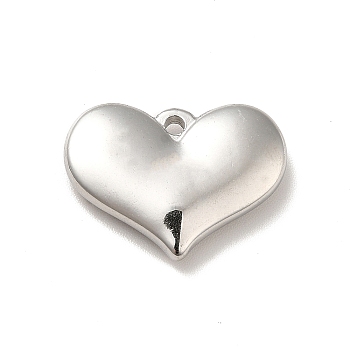 304 Stainless Steel Pendants, Heart Charms, Stainless Steel Color, 15x20x4mm, Hole: 1.6mm