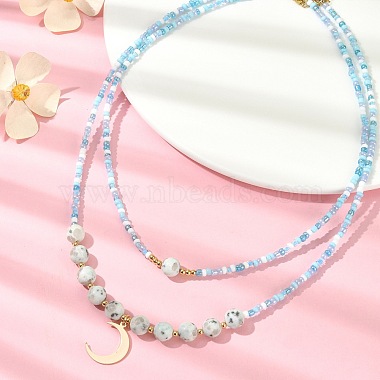 2Pcs 2 Style Glass Seed Beaded Necklaces(NJEW-JN04379)-5