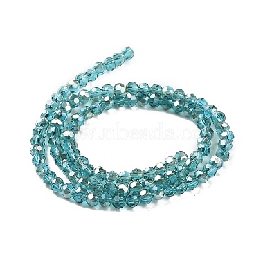 Half Rainbow Plated Glass Faceted(32 Facets) Round Spacer Beads Strands(GLAA-A027-3mm-HR04)-5