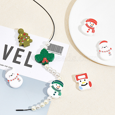 chgcraft 8pcs 8 perles de silicone écologiques de qualité alimentaire sur le thème de Noël(SIL-CA0001-54)-4