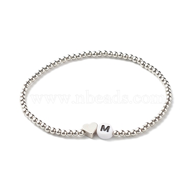 Heart and Random Letter Beads Stretch Bracelet for Teen Girl Women(BJEW-JB06996)-4