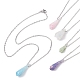 5Pcs 5 Color Dyed Natural Quartz Crystal Teardrop Pendant Necklaces Set(NJEW-JN04497-01S)-1