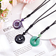 3Pcs 3 Style Natural Mixed Gemstone Donut/Pi Disc Pendant Necklaces Set with Polyester Cord for Women(NJEW-AN0001-40)-7