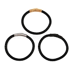 Leather Braided Cord Bracelet with 304 Stainless Steel Clasp for Men Women, Black, Mixed Color, 8-1/2 inch(21.5cm)(BJEW-C021-15)