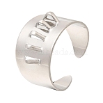 Brass Loop Ring Base, Cuff Rings, Flat Surface with Loops for Attaching Charms and Beads, Platinum, 13.5mm, Inner Diameter: 19mm(KK-CBA23C2-01P)