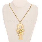 Alloy Pendant Necklaces for Women, Golden, Eye of Horus Egypt Ankh Cross, 15.75~17.72 inch(40~45cm)(FS-WG99DF8-11)