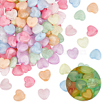 150Pcs Luminous Transparent Acrylic Beads, Glow in the Dark Beads, Heart, with Glitter Powder, Mixed Color, 15x16.5x6.5mm, Hole: 2.5mm(OACR-PA0002-02)
