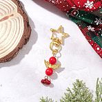Angel Acrylic & Brass Bell Pendant Decorations, with Star Alloy Swivel Clasps, Golden, 80mm(HJEW-JM04242)