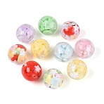 Transparent Resin Beads, Round with Heart & Star, with Polymer Clay, Mixed Color, 16.5~17mm, Hole: 2mm(RESI-T061-03M)