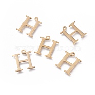 304 Stainless Steel Charms, Greek Alphabet, Golden, Letter.H, 14x12.4x1mm, Hole: 1.2mm(STAS-K215-02G)